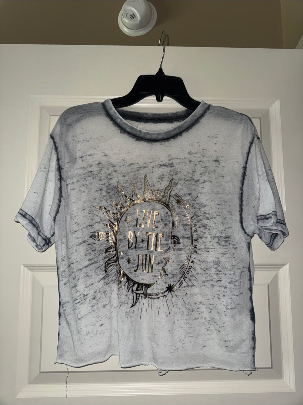 Graphic Sunstone Tee in Light Gray with Gold Foil